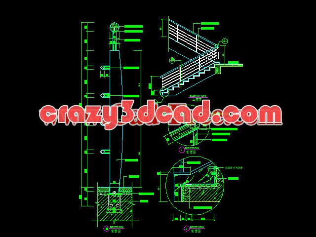 Stair railing cad details